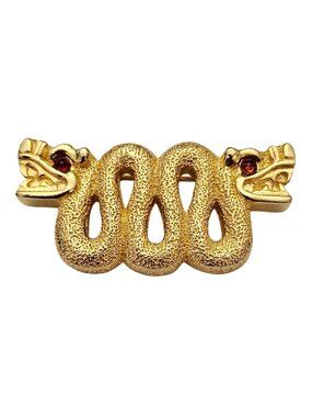 TMC The Museum Company Serpent Brooch Red Glass Cabochon Museum Pin Signed J613